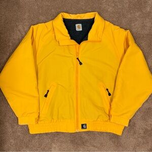 Vintage Carhartt Fleece Lined Full Zip Bomber Jacket Yellow L/XL?